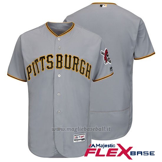 Maglia Baseball Uomo Pittsburgh Pirates Grigio Autentico Collezione Flex Base Custom